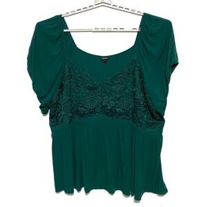 Torrid Crinkle Gauze Lace Puff Short Sleeve Blouse 6X Babydoll Casual Goblincore